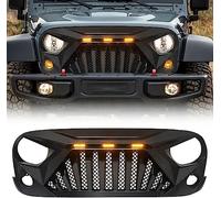 LeLEEEE pour Jeep Wrangler JK 2007-2009 2010 2011 2012 2013 2014 2015 2016 2017 Calandre Radiateur Calandre Avant De Voiture Grille De Pare-Chocs Supérieure Calandre