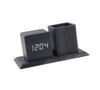 L'élégante horloge de bureau en bois contient une commande-Noir