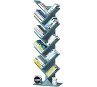 LELELINKY Étagère à livres en forme d'arbre à 10 niveaux pour livres, CD, magazines, DVD, bibliothèque en bois, pour salon, chambre à coucher et bureau à domicile, bleue