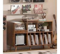 LELELINKY Grand support de tourne-disque avec rangement, support en vinyle avec zone d'affichage, table de tourne-disque pouvant contenir jusqu'à 450 albums, support de disque pour salle de musique
