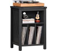 LELELINKY Noir en Vinyle Support pour Tourne-Disque, b Peut contenir jusqu'à 160 Albums, Grand Support de Tourne-Disque en Bois, Armoire pour Salon, Chambre à Coucher, Bureau
