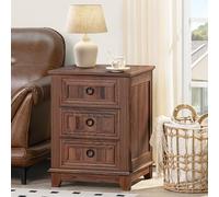 LELELINKY Table de chevet de style ferme, table d'appoint de 40,6 cm avec poignée en métal à 3 tiroirs, commode pour chambre à coucher, canapé-lit, commode, table de nuit en bois pour organisateur