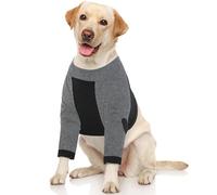 Lelepet Manchon de Récupération de Jambe Avant pour Chien, Chemise de Protection du Coude pour Chiens de Petite Moyenne Grande, Pyjama Court Respirant pour éviter Le Léchage des Plaies, Noir 2XL
