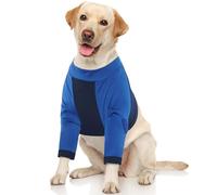 Lelepet Manchon de Récupération de Jambe Avant pour Chien, Chemise de Protection du Coude pour Chiens de Petite Moyenne Grande, Pyjama Court Respirant pour éviter Le Léchage des Plaies, Bleu XL