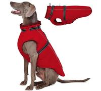 Lelepet Veste d'hiver chaude pour chien avec harnais intégré, manteau coupe-vent doublé en polaire pour grands chiens, gilet réfléchissant pour temps froid avec boucle réglable, border collie, rouge