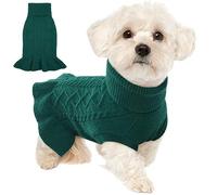 Lelepet XS - Pull de Noël pour chien - Robe pull à col roulé pour chien - Tricot torsadé - Robe chaude pour chien de petite taille (Yorkshire, chihuahua, taille XS)