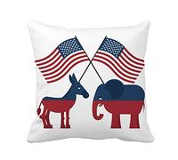 L'Éléphant Et L'Âne : Symboles des Démocrates Et des Républicains. Partis Politiques : Démocrates Et Républicains. Taie Oreiller Luxe Housse De Coussin Moderne Taie d'oreiller pour Salon 45X45Cm