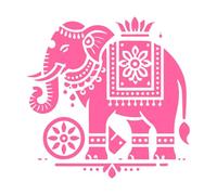 L'éléphant indien est magnifique Stickers artistiques en vinyle 42x42.2cm Fourni avec un kit de film de transfert Rose