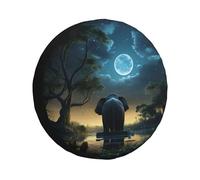 L'Éléphant Regarde La Lune Housse Roue De Secours Premium Housse De Pneu Imperméable Housses De Pneus pour Camion Voiture Vus 17inch