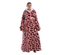 Leleyouzer Couverture à Porter Femme Polaire, Plaid à Capuche Léopard Hiver | Flanelle douce oversize, extra longue, capuche et grande poche, lavable en machine, hiver cocooning, cadeau femme