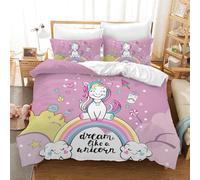 Leleyouzer Parure de lit Licorne 200×200cm,Housse de Couette Motif Licorne,Housse de Couette Enfant avec Deux Taies d'oreiller 50 x 75 cm(U2)