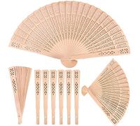 Leling Éventail en santal, style ancien, éventail pliable en bois, accessoires d'été, éventails en bois parfumés pour décoration mariage, maison, cadeaux d'anniversaire