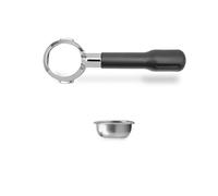 Lelit Bottomless Porte-Filtre Lelit57 - Inclut des Filtres en Acier Inoxydable - Poignée Classique - PLA570S - Argent/Noir