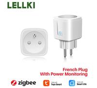 LELLKI Prise française 16A connectée Zigbee Tuya Smartlife avec moniteur d'énergie compatible Google Home Alexa Yandex Station Livraison gratuite