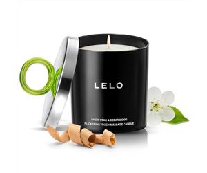 LELO Bougie de Massage Flickering Touch, Fond en une Huile de Massage, Bougie Parfumée, Huile de Massage Corporel, Luxueux Traitement de la Peau, Parfum Poire & Bois de Cèdre