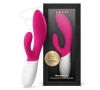 LELO INA Wave 2 Vibromasseur rabbit pour femme, doté de la technologie Wavemotion et de 12 modes de vibrations. Vibromasseurs feminin va et vient, Cerise