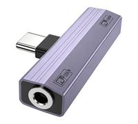 Leloco Adaptateur et charge USB C vers jack 3,5 mm - Type C vers 3,5 mm - 2 en 1 - Avec puce DAC - Boîtier en métal PD 100 W - Pour iPhone 16 Pro Max iPad Pro/Mini 6 Galaxy S24/S23/S22, etc. - Gris