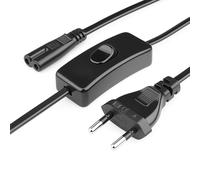 Leloco Câble d'alimentation Euro - 1 m - 2 broches - Type C - Fiche européenne vers C7 femelle - Câble d'alimentation européen C7 - Avec fiche et commutation - Câble pour petits appareils PS5, PS4