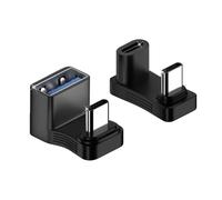 Leloco Lot de 2 adaptateurs coudés USB-C - Forme de U à 180° - A vers C + C vers C - 100 W, 10 Gbit/s, 4K @ 60 Hz - Compatible avec Steam Deck, ordinateur portable, switch, tablette, téléphone