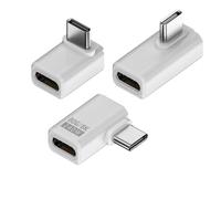 Leloco Lot de 3 adaptateurs coudés USB C à 90 ° - Adaptateur type C femelle vers mâle type C - Fiche coudée USB C - Adaptateur Thunderbolt 5 - 80 Gbps - 240 W - 8K60 Hz - Blanc - Courbe centrale +
