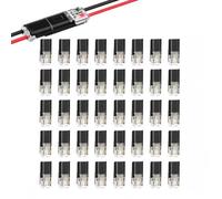 Leloco Lot de 40 connecteurs de câble étanches à 2 broches, 20-24 AWG | Borne D2 avec clip en laiton, pas de dénudage, ignifuge, 10 A, idéal pour connecteur de câble LED/voiture 12 V/24 V