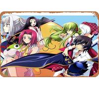 Lelouch Lamperouge, Code Geass, C C, Kallen Kozuki, Jiang Lihua, Kaguya Sumeragi Anime Poster Décoration murale rétro en métal 20,3 x 30,5 cm