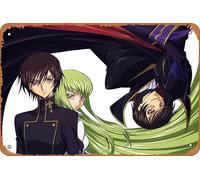 Lelouch Lamperouge, Suzaku Kururugi, Code Geass, C (Code Geass) Poster Décoration murale rétro en métal Plaque en métal 20,3 x 30,5 cm