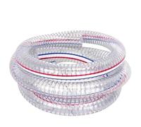 Leluo Tuyau flexible en PVC transparent avec fil d'acier for pompe à eau et huile, diamètre intérieur 10-25 mm, diamètre extérieur 15-31 mm, longueur 1 mètre. Flexibilité(22x27mm)