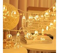 LELYFIT Guirlandes Lumineuses Extérieures,Lumières Cour en Forme Fusée 3.0M/20LED,2 ModèLes LumièRes DéCoratives LmperméAbles, AdaptéEs à La DéCoration Jardin,Patio,Mariage,FêTe (Jaune Chaud)