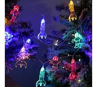 LELYFIT Guirlandes Lumineuses Extérieures,Lumières Cour en Forme Fusée 3.0M/20LED,2ModèLes LumièRes DéCoratives LmperméAbles, AdaptéEs à La DéCoration Jardin,Patio,Mariage,FêTe (Coloré)