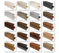 LEMAL Plinthes et accessoires - Plinthes PVC 65x23mm avec passage de câbles - (1 embout droit, 0108 aspect bois gris clair) Plinthes en plastique moquette Plinthes de transition Plinthes