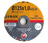 LEMAN 10333 - Lot de 5 Disques - Diamètre 125 mm - Spécial Inox - Coupe Fine Rapide Propre et Sans Bavure