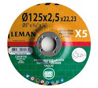 Leman 113149.05 Lot de 5 Disques de tronçonnage MD 115 x 2,5 x 22,23 mm