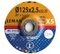 Leman 123049.05 Lot de 5 Disques de tronçonnage pour métal MD 125 x 2,5 x 22,23 mm