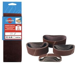 leman lot de 2 bandes abrasives leman sans fin 100x914mm corindon - grain - 60