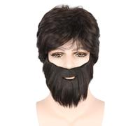 LeMarnia Ensemble de perruque et barbe pour homme - Marron - Courte et bou Pour déguisement d'Halloween