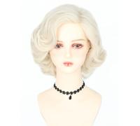 LeMarnia Perruque courte bouclée beige pour femme - Perruque vintage pour Halloween, fête à thème
