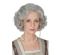 LeMarnia Perruque de costume de vieille dame 5 pièces - Gris - Courtes et bou s - Pour cosplay, fête d'Halloween