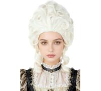 LeMarnia Perruque de reine du XVIIIe siècle beige en nid d'abeille - Perruque bouclée rétro pour Halloween et cosplay