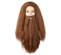 LeMarnia Perruque longue de barbe pour homme - Perruque viking pour cosplay, Halloween, fête costumée