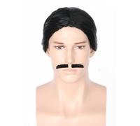 LeMarnia Perruque noire pour homme - Cheveux courts et barbe - Costume d'Halloween