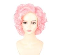 LeMarnia Perruque synthétique courte et bouclée pour femme - Rose