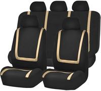 LEMAS Voiture Ensembles Housses Siège pour Saab Ibiza SC Ecomotive(6J)/Ibiza SC FR(6J)/Ibiza SC, 5 Sièges Respirant Surround Complet Housses de Sièges Interieur Accessoire,D-Beige
