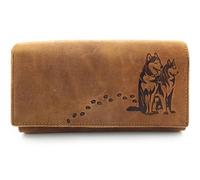 Lemasi Portefeuille en cuir véritable avec protection RFID NFC Huskies Huskies Husky, Husky Cognac long, m, Décontracté
