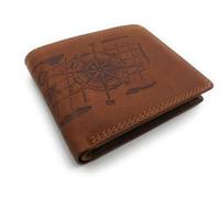 Lemasi Portefeuille maritime en cuir véritable avec ancre et boussole, Anker Boussole marron sans verrou extérieur, klassisch, Maritime