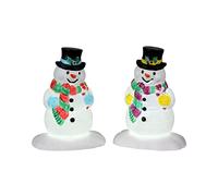 Lemax- Christmas Village Accessory: Holly Hat Snowman (Set of 2), 24965, Blanc