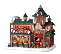 Lemax- Santa Père Noël 25926 Wonderland Lighted Building: Santa's Reindeer Stables, 34101, Multicolore