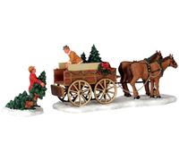 Lemax 43451 Décoration chariot et sapins de Noël