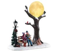 Lemax 84359 Vail Village Christmas Moon Décoration de Noël à éclairage LED - Édition 2018 - Motif Noël sous la pleine lune - Décoration de table en polyrésine