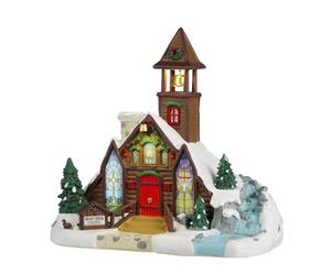 LEMAX Bâtiment Lumineux à LED « Bear Cr hapel » en résine H 21,2 x 23 x 15,8 cm
